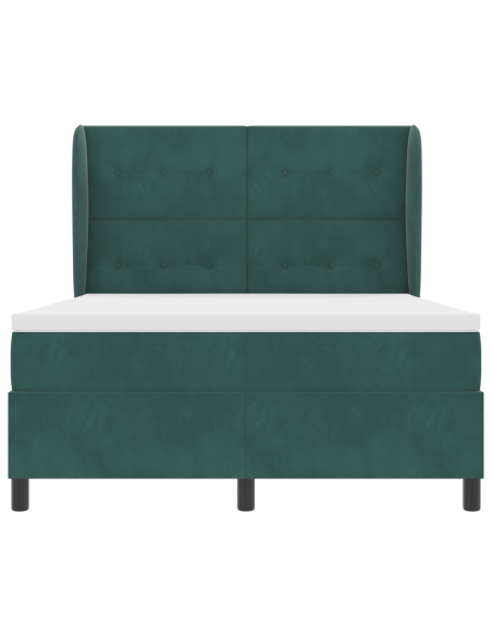 Letto Box Spring con Materasso Verde Scuro 140x200 cm Velluto