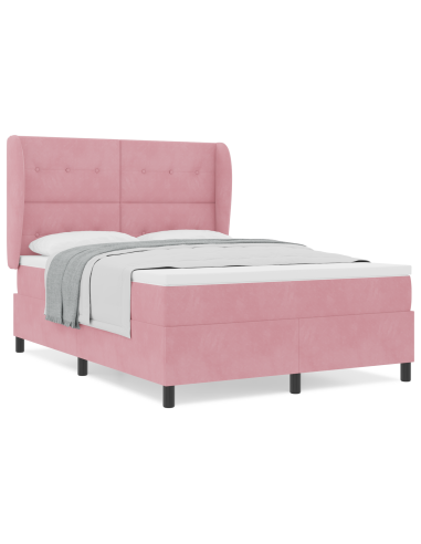 Letto a molle con materasso Rosa 200 x 140 cm Poliestere