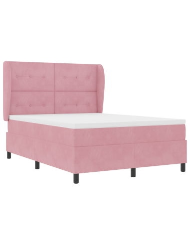 Letto a molle con materasso Rosa 200 x 140 cm Poliestere