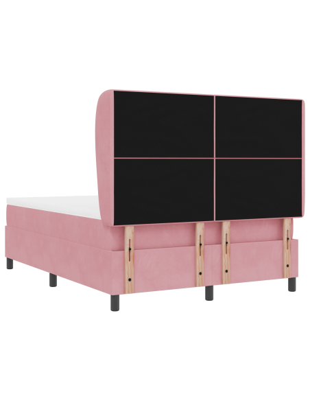 Letto a Mola con Materasso Rosa 140x200 cm Velluto