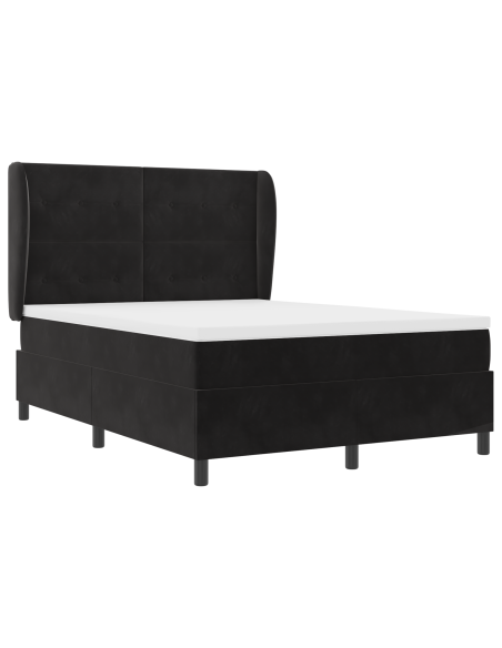 Letto Box Spring con Materasso Nero 160x200 cm Velluto