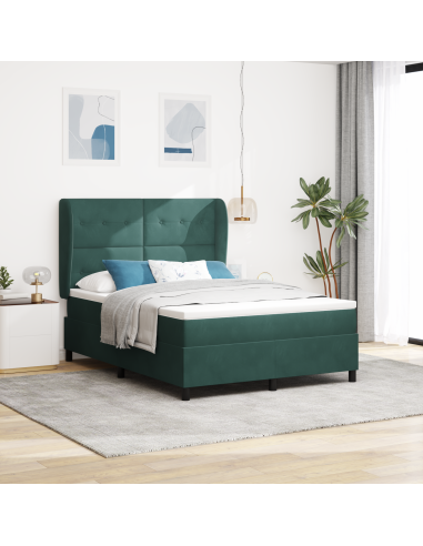 Letto a molle con materasso Verde Scuro 200 x 160 cm Poliestere