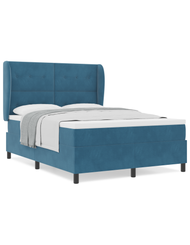 Letto a molle con materasso Blu Scuro 200 x 160 cm Poliestere