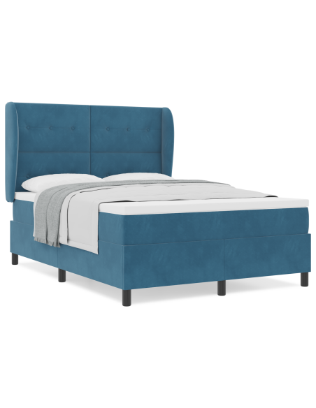 Letto a Box Spring con Materasso Blu Scuro 160x200 cm Velluto