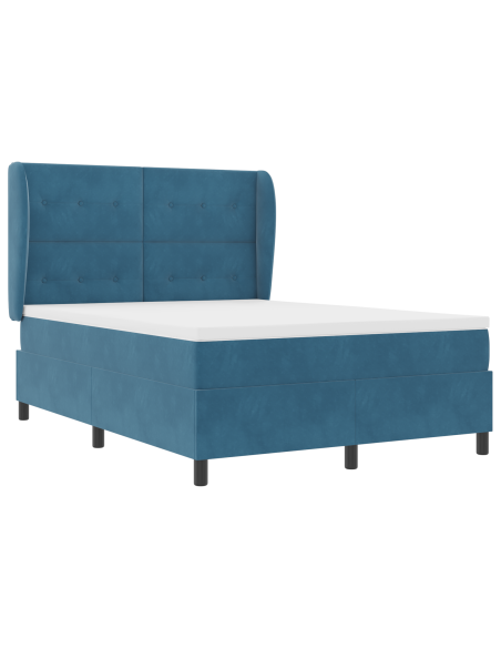 Letto a Box Spring con Materasso Blu Scuro 160x200 cm Velluto