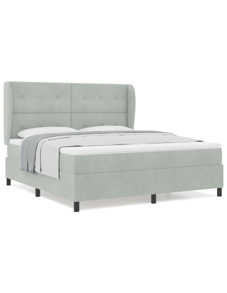 Letto Box Spring  con materasso Grigio chiaro 180x200 cm Velluto