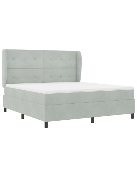 Letto Box Spring  con materasso Grigio chiaro 180x200 cm Velluto