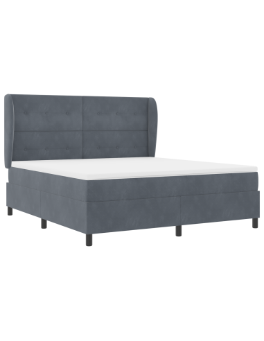 Letto a molle con testiera Grigio scuro 200 x 180 cm Poliestere