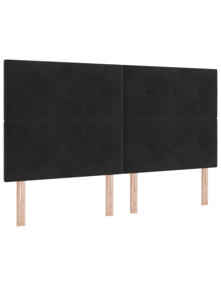 Letto con Rete a Molle e Materasso Nero 180x200 cm Velluto