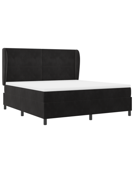 Letto con Rete a Molle e Materasso Nero 180x200 cm Velluto