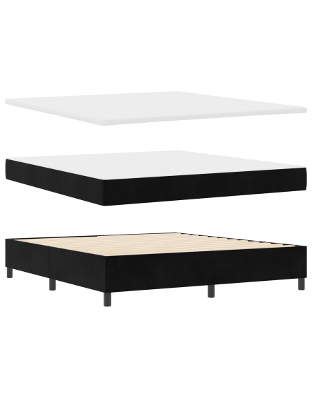 Letto con Rete a Molle e Materasso Nero 180x200 cm Velluto