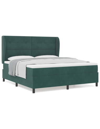 Letto a molle con materasso Verde Scuro 200 x 180 cm Poliestere