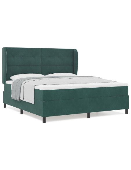 Letto a molle con materasso Verde Scuro 200 x 180 cm Poliestere