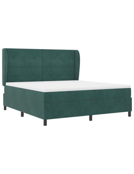 Letto a molle con materasso Verde Scuro 200 x 180 cm Poliestere