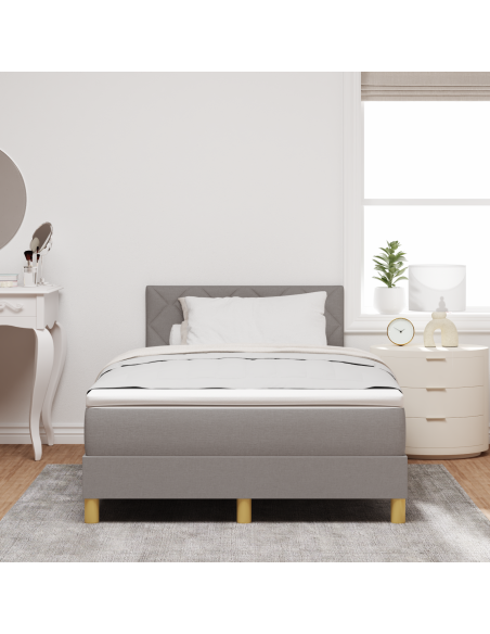 Letto a Box Spring con Materasso e Luce LED Tortora 120x200 cm Tessuto