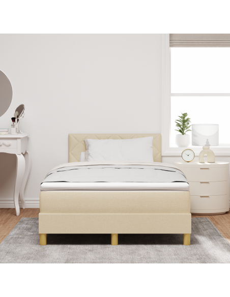 Letto con Box Spring Panna con Materasso e Luci LED 120x200 cm Tessuto