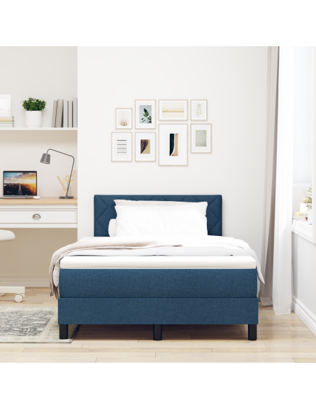Letto a Contenitore con Materasso & LED Blu 120x200 cm Tessuto