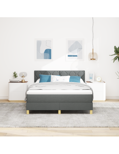 Letto a Sorgente LED con led Grigio scuro 140 x 200 cm Tessuto