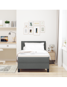Letto a molle con materasso Grigio scuro 90 x 200 cm Tessuto