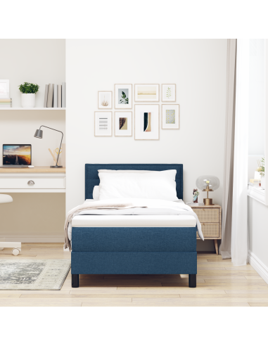 Letto a molle con materasso con led Blu 90 x 200 cm Tessuto