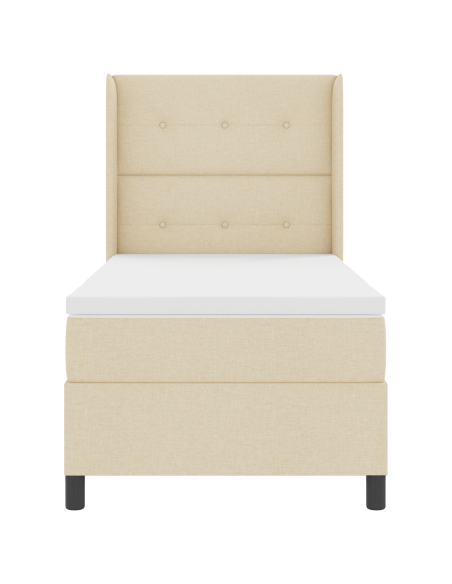 Letto Box Spring con Materasso Crema 90x200 cm Tessuto