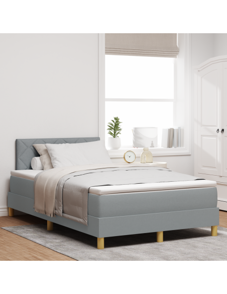 Letto a Rete con Materasso & Striscia LED Grigio Chiaro 120x200 cm Tessuto