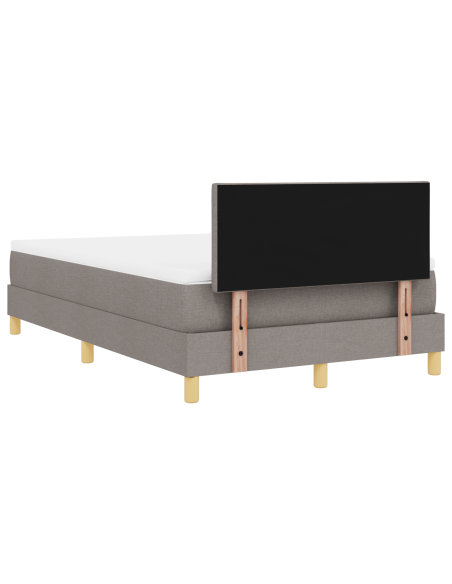 Letto a Box Spring con Materasso e Luce LED Tortora 120x200 cm Tessuto