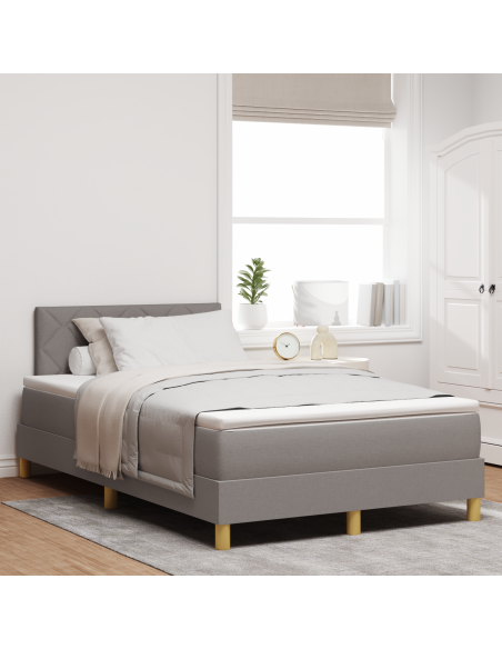 Letto a Box Spring con Materasso e Luce LED Tortora 120x200 cm Tessuto