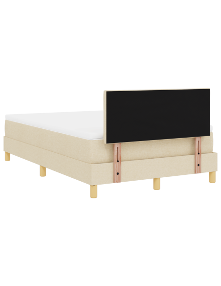Letto con Box Spring Panna con Materasso e Luci LED 120x200 cm Tessuto