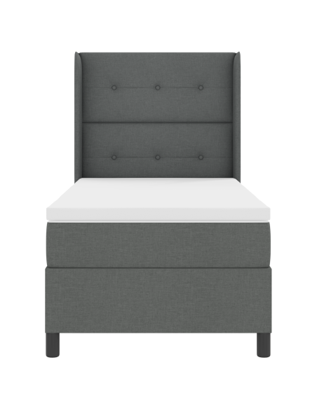 Letto Box Spring con Materasso Grigio Scuro 100x200 cm Tessuto