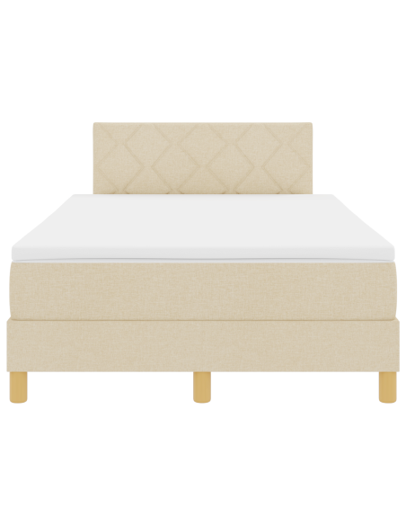Letto con Box Spring Panna con Materasso e Luci LED 120x200 cm Tessuto