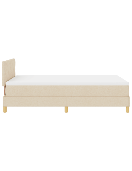Letto con Box Spring Panna con Materasso e Luci LED 120x200 cm Tessuto