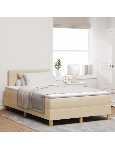 Letto con Box Spring Panna con Materasso e Luci LED 120x200 cm Tessuto