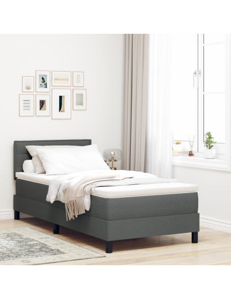 Letto con Rete e Materasso & LED Grigio Scuro 80x200 cm Tessuto