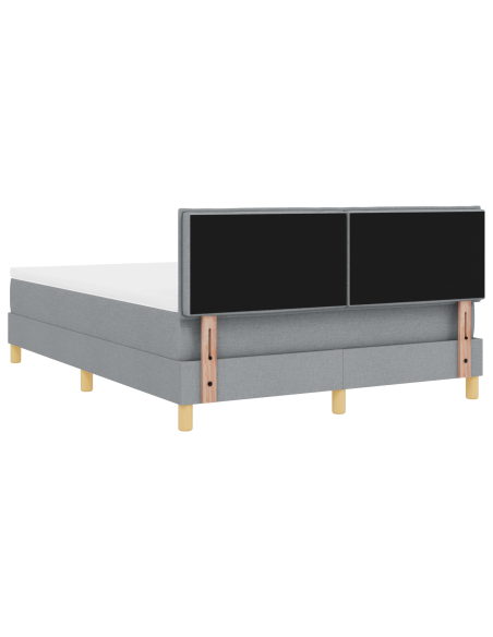 Letto Box Spring con Materasso e Luce LED Grigio Chiaro 140x190 cm Tessuto
