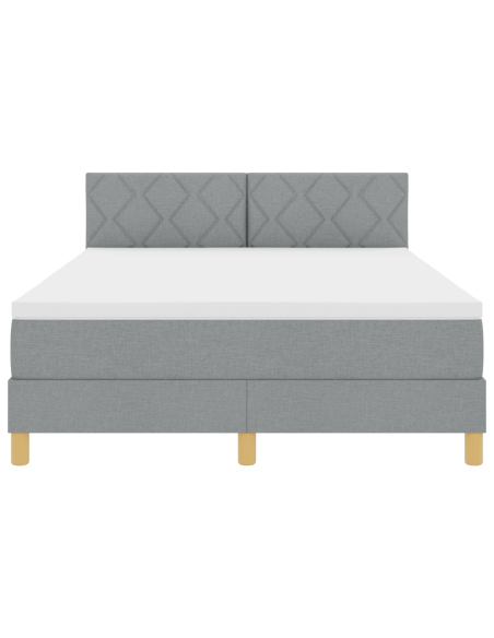 Letto Box Spring con Materasso e Luce LED Grigio Chiaro 140x190 cm Tessuto