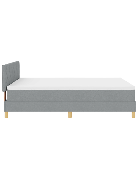 Letto Box Spring con Materasso e Luce LED Grigio Chiaro 140x190 cm Tessuto