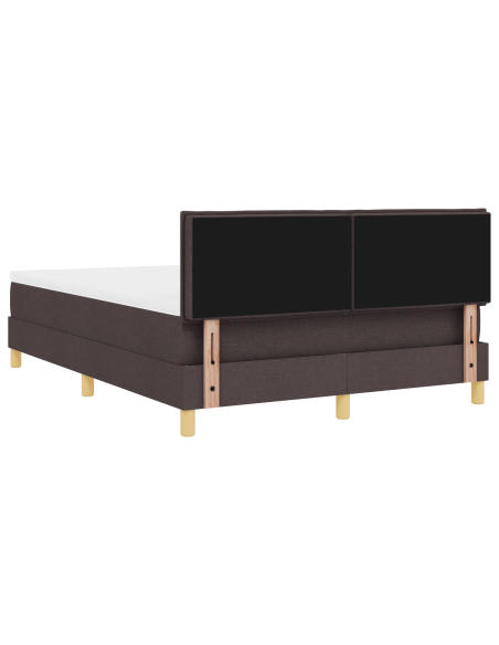 Letto a Box Spring con Materasso & LED Marrone Scuro 140x190 cm Tessuto