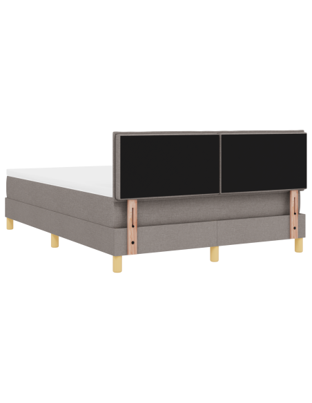 Letto Box Spring con Materasso e LED Tortora 140x190 cm in Tessuto