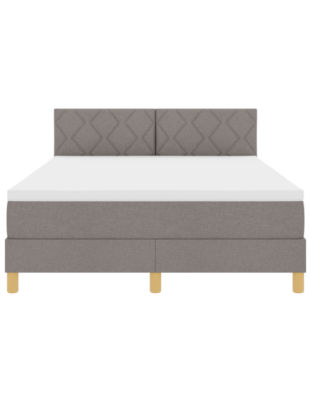 Letto Box Spring con Materasso e LED Tortora 140x190 cm in Tessuto