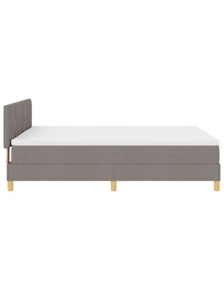 Letto Box Spring con Materasso e LED Tortora 140x190 cm in Tessuto