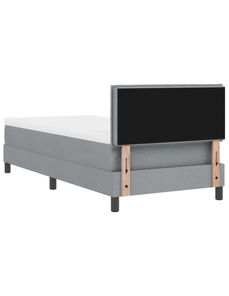 Letto Box Spring con Materasso e Luce LED Grigio Chiaro 90x200 cm Tessuto