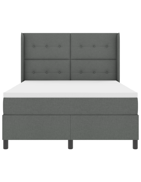 Letto Box Spring con Materasso Grigio Scuro 140x190 cm in Tessuto