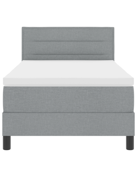 Letto Box Spring con Materasso e Luce LED Grigio Chiaro 90x200 cm Tessuto