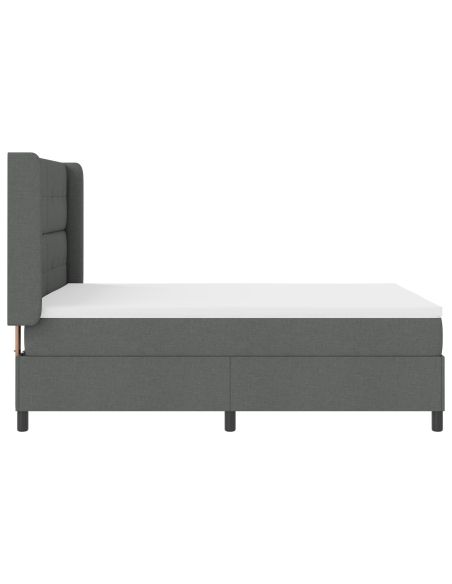 Letto Box Spring con Materasso Grigio Scuro 140x190 cm in Tessuto