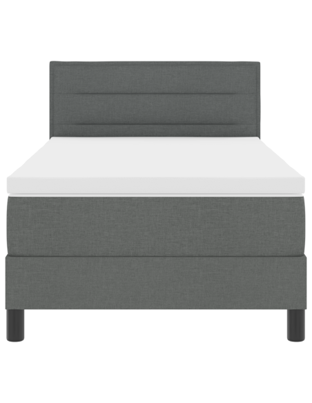 Letto a Molle con Materasso e LED Grigio Scuro 90x200 cm Tessuto