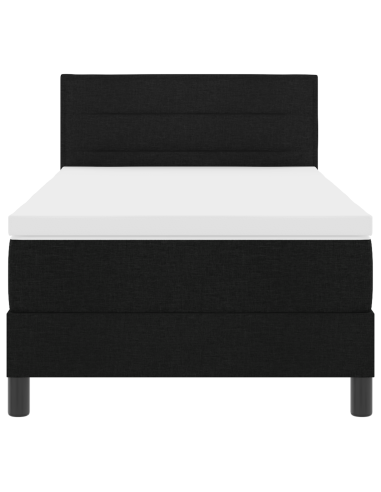 Letto a molle con materasso con led Nero 90 x 200 cm Tessuto