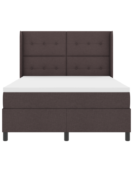 Letto Box Spring  con Materasso Marrone Scuro 140x190 cm in Tessuto
