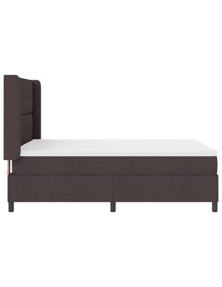 Letto Box Spring  con Materasso Marrone Scuro 140x190 cm in Tessuto