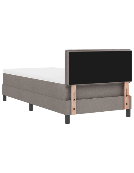 Letto Box Spring con Materasso e LED Taupe 90x200 cm Tessuto